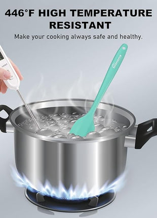 NileHome Silicone Spatula Set, 6 Pcs Food Grade Kitchen Utensils with Silicone Brush Heat Resistant Dishwasher Safe BPA-Free Rubber Spatula for Scraping, Baking, Cooking, Mixing, Turquoise