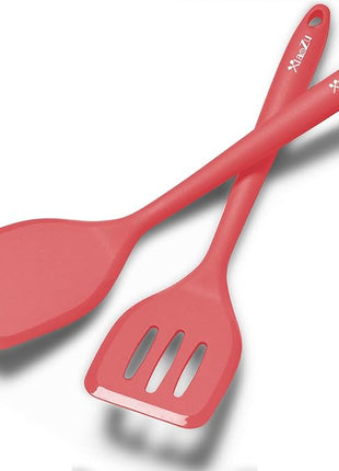 Silicone Spatula Turner Set, High Heat Resistant Spatulas with Seamless One Piece Design, Nonstick Rubber Flippers Utensils for Baking & Cooking,BPA-Free, Red, 11 IN