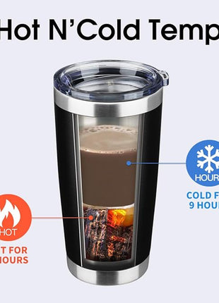 20oz Tumbler Bulk Stainless Steel Vacuum Insulated Tumblers with Lid Double Wall Travel Mug Durable Powder Coated Coffee Cup, Suitable for Ice Drinks and Hot Beverage (Black 6pack)