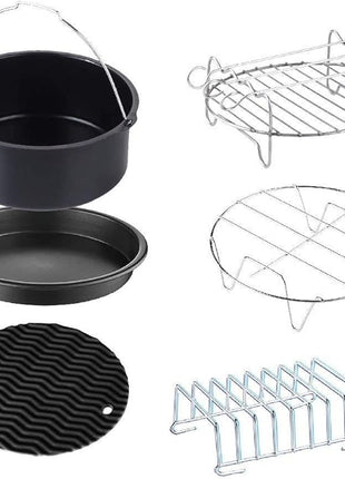 GoWISE USA GWAC22003 5.8-Quart Air Fryer with Accessories, 6 Pcs, and 8 Cooking Presets + 100 Recipes (Black), Qt