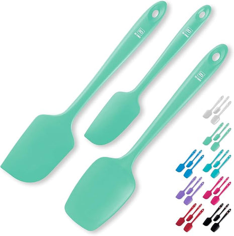 DI ORO Silicone Spatula Set - Rubber Kitchen Spatulas for Baking, Cooking, & Mixing - 600°F Heat-Resistant & BPA Free Silicone Scraper Spatulas for Nonstick Cookware - Dishwasher Safe (3pc, Mint)