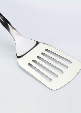 Brushed Slotted Stainless Steel Turner, Non-Slip Spatula with Ergonomic Handle