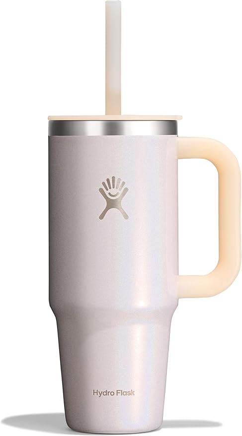 Hydro Flask 24 Oz Travel Tumbler with Handle, Lid and Straw - Insulated Stainless Steel in 24 Oz Glimmer Cream
