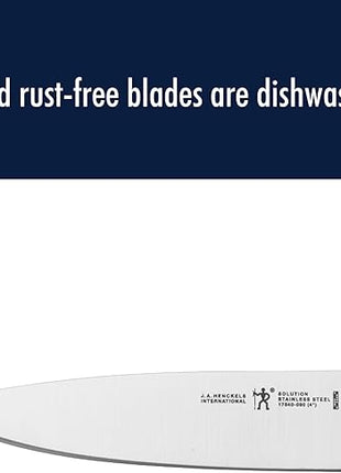 HENCKELS Solution Razor-Sharp 4-inch Compact Chef Knife, German Engineered Informed by 100+ Years of Mastery, Black/Stainless Steel