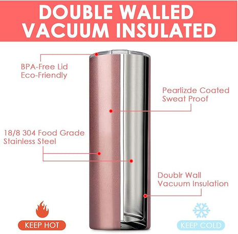 6 Pack Stainless Steel Skinny Tumbler, 20 OZ Double-Insulated Water Tumbler Cup with 6 Straw and 3 Brush, Vacuum Travel Mug Gift for Hot Cold Drinks with Cleaning(Assorted Colors)