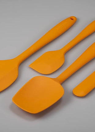4 Piece Silicone Spatula Set, Flexible Heat Resistant Non-scratch Baking Cooking Rubber Spatulas with Stainless Steel Core, Orange
