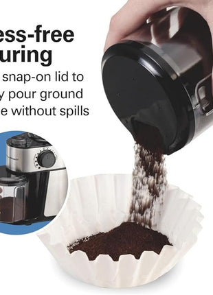 Hamilton Beach Electric Burr Coffee Grinder with Large 16oz Hopper & 18 Settings For 2-14 Cups, Stainless Steel (80385)