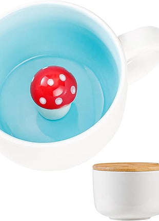 BigNoseDeer Mushroom Mug Cute mugs with 3D Mushroom Inside Ceramic Coffee Mugs Cute Gifts Birthday Gifts Gifts for Women 13oz