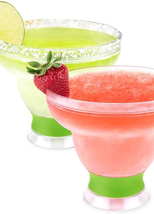 Host FREEZE Stemless Margarita Glasses, Insulated Plastic Cocktail Glasses for Frozen Drinks, Double Wall Chiller Cups for Beach, Outdoor Party, Home Bar, Margarita Gifts, 12 oz, Set of 2, Green