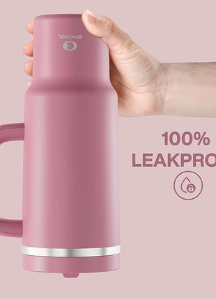 40 oz Tumbler with Handle and Straw: Stainless Steel Insulated Tumbler Keeps Cold for 24 Hours, Leakproof Travel Cup Fits in Cup Holder and BPA-Free,Turkish Rose