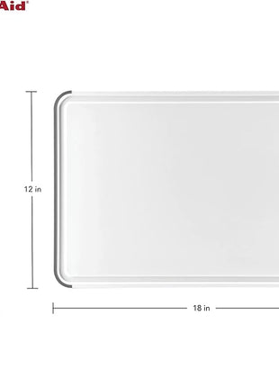 KitchenAid Classic Plastic Cutting Board with Perimeter Trench and Non Slip Edges, Dishwasher Safe, 12 inch x 18 inch, White and Gray