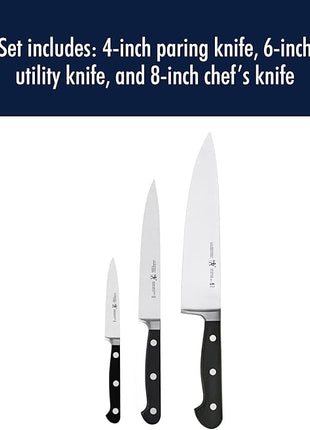 HENCKELS Classic Razor-Sharp 3-Piece Kitchen Knife Set, Chef Knife, Paring Knife, Utility Knife, German Engineered Informed by 100+ Years of Mastery, Stainless Steel