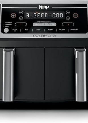 Ninja DZ550 Foodi 10 Quart 6-in-1 DualZone Smart XL Air Fryer with 2 Independent Baskets, Smart Cook Thermometer for Perfect Doneness, Match Cook & Smart Finish to Roast, Dehydrate & More, Grey