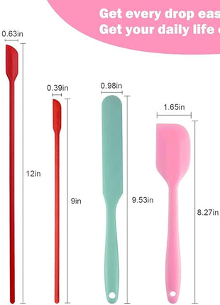 Mini Silicone Spatula Set 6 PCS Food Grade Small Jar Spatula with Long Handle Makeup Spatula Tool Heat Resistant Kitchen Utensils for Baking Cooking Mixing Tiny Scraper
