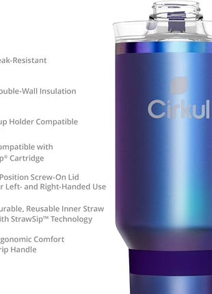Cirkul 40oz. Chameleon Stainless Steel Tumbler with Handle, All-Day StrawSip, Double-Wall Insulated