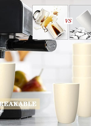 Homienly Wheat Straw Reusable Tumblers, 20 OZ Wheat Straw Cups - Set of 6, Unbreakable Alternative to Plastic Cups, Microwave and Dishwasher Safe Drinking Glasses,Cup for Kitchen, Camping - Beige