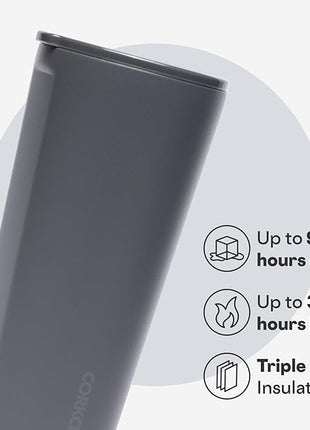 Corkcicle Classic Tumbler - Keeps Drinks Cold for 9 Hours & Hot for 3 - Triple-Insulated Stainless Steel - Holiday Tumbler Gift - 24 oz - Flint