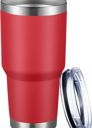 MEWAY 30oz Tumbler Double Wall Vacuum Insulated Travel Mug, Stainless Steel Tumbler with Lid, Durable Powder Coated Insulated Coffee Cup for Cold & Hot Drinks (Coral red,1 PACK)