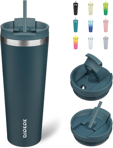 BJPKPK 26oz Stainless Steel Insulated Tumbler With lid And Straw Travel Coffee Thermal Tumblers Cup For Women And Men,Navy Blue