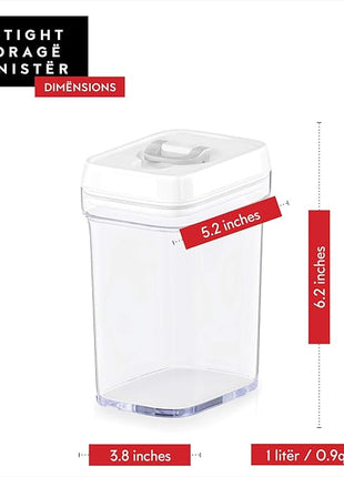 DWËLLZA KITCHEN Airtight Food Storage Containers for Pantry With White Lids – 6 Pack - Clear Air Tight Kitchen Containers Pantry Organization and Storage - BPA-Free Plastic - Keeps Food Fresh & Dry