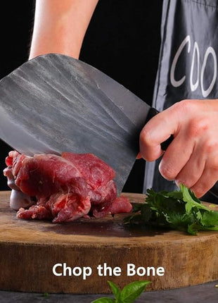 Forging Serbian Chef Knife Kitchen Chef Knives Full Tang High Carbon Clad Steel Almasi Butcher Cleaver with Leather Sheath Thanksgiving Christmas Gifts for Men Women (B-Almasi Knife)