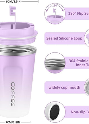 CS COSDDI 12 oz Stainless Steel Vacuum Insulated Tumbler - Coffee Travel Mug Spill Proof with Lid - Coffee Cups for Keep Hot/Ice Coffee,Tea and Beer