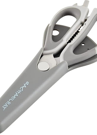 Rachael Ray Professional Multi Shear Kitchen Scissors with Herb Stripper and Sheath, 2 Piece, Gray