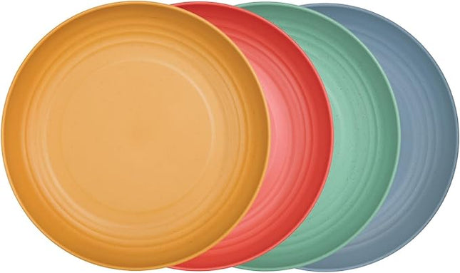 LuckyZone 10 Inches Unbreakable Wheat Straw Plates - Reusable Plate Dinner Set - Dishwasher & Microwave Safe - Healthy, BPA Free & Eco-Friendly (10 Inches/4 Color_H)