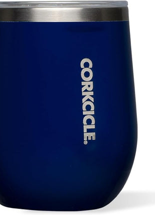 Corkcicle Stemless Wine Tumbler - Keeps Drinks Cold for 6 Hours - Triple-Insulated Stainless Steel - Non-Slip Base - Summer Drinkware Gift - Keeps Drinks Ice Cold - 12 oz - Gloss Midnight Navy