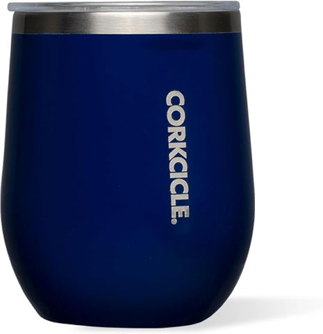 Corkcicle Stemless Wine Tumbler - Keeps Drinks Cold for 6 Hours - Triple-Insulated Stainless Steel - Non-Slip Base - Summer Drinkware Gift - Keeps Drinks Ice Cold - 12 oz - Gloss Midnight Navy