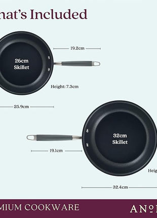 Anolon Advanced Home Hard-Anodized Nonstick Skillets (2 Piece Set- 10.25-Inch & 12.75-Inch, Onyx)