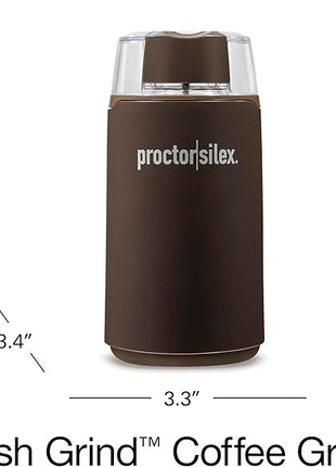 Proctor Silex Electric Coffee Grinder for Beans, Spices and More, Stainless Steel Blades, 12 Cups, Brown