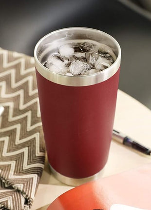 DOMICARE 20oz Stainless Steel Tumbler Bulk with Lid, Double Wall Vacuum Insulated Travel Mug, Powder Coated Coffee Cup (Powder Red, 4)