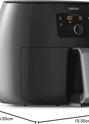 Philips Premium Airfryer XXL, Fat Removal Technology, 3lb/7qt, Rapid Air Technology, Digital Display, Keep Warm Mode, 5 Cooking Presets, HomeID App, Family Sized, Black (HD9650/96)