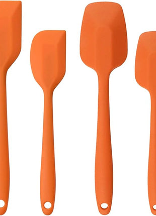 Silicone Spatulas Set, Rubber Spoon Spatula Heat Resistant Spoonula One Piece Design Seamless Spatula Non-Stick Scrapers Baking Mixing Tool (Orange Set)