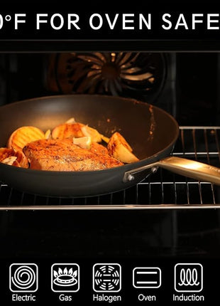 MsMk 7 inch Small Egg Nonstick Frying Pan with Lid, Eggs Omelette Burnt also Non stick, Scratch-resistant, Induction Skillet, Oven Safe to 700°F Pan for Cooking, Dishwasher Safe