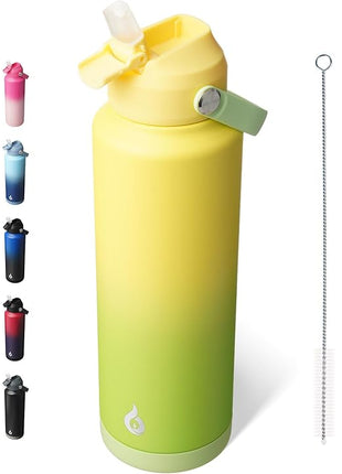 BJPKPK Insulated Water Bottle with Straw Lid, 40oz Large Thermo, BPA Free Leak Proof Stainless Steel Metal Water Bottles, Tumblers, Cups, Flasks for Travel, Sports,Fresh Green
