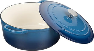 Enameled Cast Iron Dutch Oven Pot with Lid, 7 Quart, Round Dutch Ovens for Bread Baking, Bread Oven, Oven Safe up to 500°F, Lake Blue