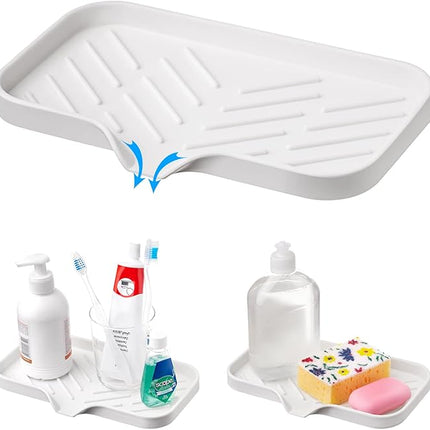 1 Pc Cream Silicone Sponge Holder | Sink Tray for Dish Sponges and Soap Organization | 9.45 x 5.51