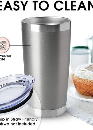 HASLE OUTFITTERS 20oz Tumblers Bulk Stainless Steel Cup with Lid Double Wall Vacuum Insulated Coffee Mug for Cold & Hot Drinks 1 Pack, Grey