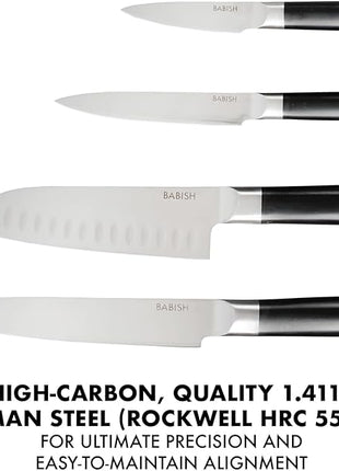 Babish 14-Piece Full Tang Forged Kitchen Knife Set – High-Carbon 1.4116 German Steel Cutlery with Protective Sheaths – Professional Chef Knife Set