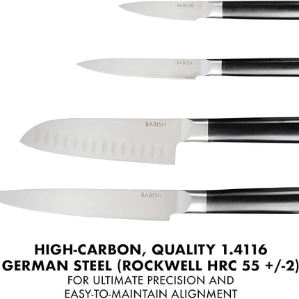 Babish 14-Piece Full Tang Forged Kitchen Knife Set – High-Carbon 1.4116 German Steel Cutlery with Protective Sheaths – Professional Chef Knife Set