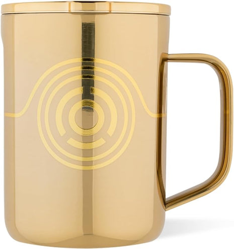 Corkcicle Classic Coffee Mug - Triple Insulated Stainless Steel for Travel - Shatter-Proof Lid - Keeps Drink Hot Over 3 Hours - Holiday Mug Gift - Great for Gifting Warmth - 16 oz - C-3PO