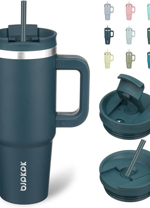 BJPKPK 30 oz Tumbler With Handle Insulated Tumblers With Lid And Straw Stainless Steel Thermal Cup,Navy Blue