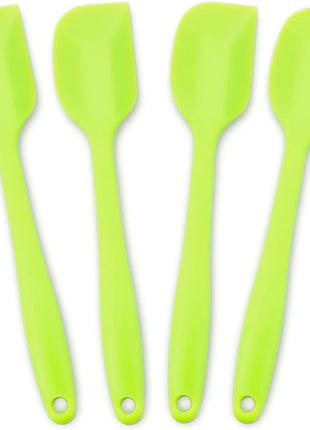 Silicone Spatula 4-piece Set, Heat-Resistant Non-stick Rubber Spatulas with Stainless Steel Core, Green