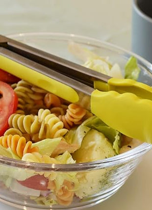 Silicone Tipped Tongs 9-Inch Kitchen Cooking Tongs, Set of 3 (Yellow)