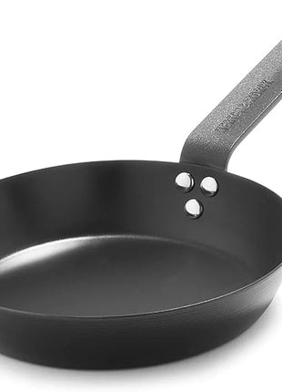 Merten & Storck Pre-Seasoned Carbon Steel 8” Frying Pan Skillet, Use on Induction, Stove and Grill, Durable, Even-Heating, for Searing, Grilling, Oven Use, and Campfire, Indoor/Outdoor