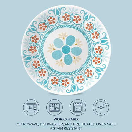 Corelle Vitrelle 6-Piece (6.75") Salad Appetizer Plates Set, Triple Layer Glass and Chip Resistant, Lightweight Round 6-3/4-inch Plates, Terracotta Dreams