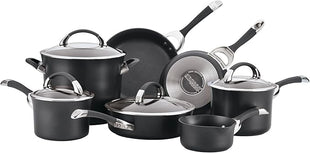 Circulon Symmetry Hard Anodized Nonstick Cookware Pots and Pans Set, 11-Piece, Black