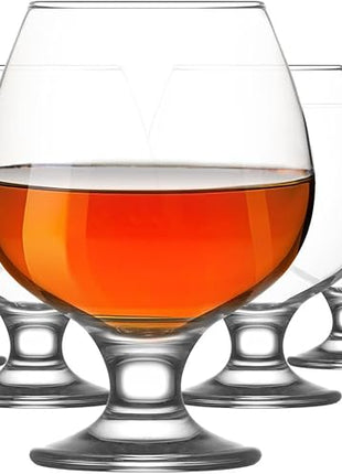 LAV Brandy Snifters Glass Set | Dishwasher Safe, Short Stem Balloon Glasses, Glass Goblets for Spirits, Bourbon Whiskey, Cognac, Scotch, Beer Tasting Glasses | 13.25 oz | Set of 6